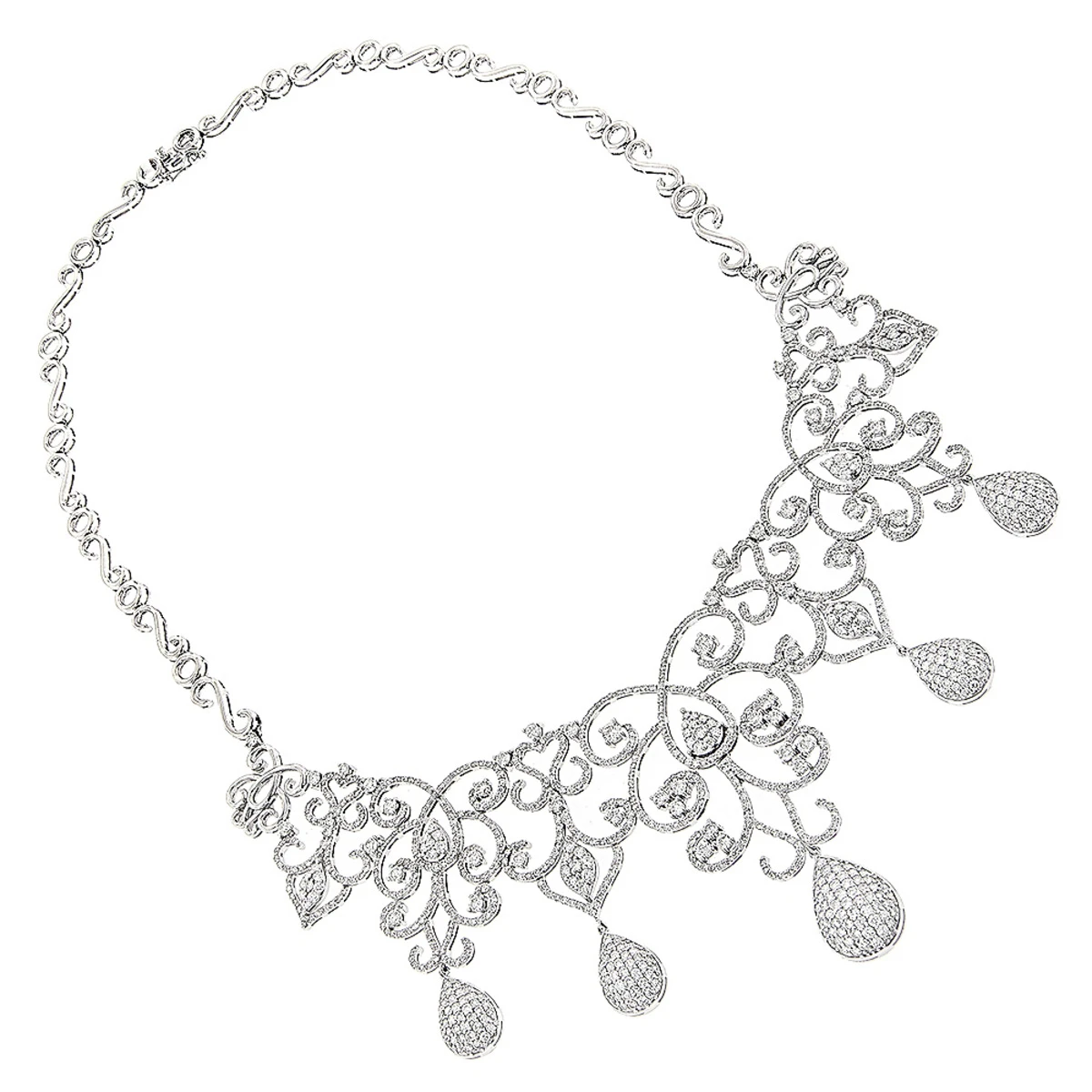 Designer Ladies Diamond Chandelier Necklace By Luccello 18K White Gold 2 Designer Ladies Diamond Chandelier Necklace By Luccello 18K White Gold - Image 2