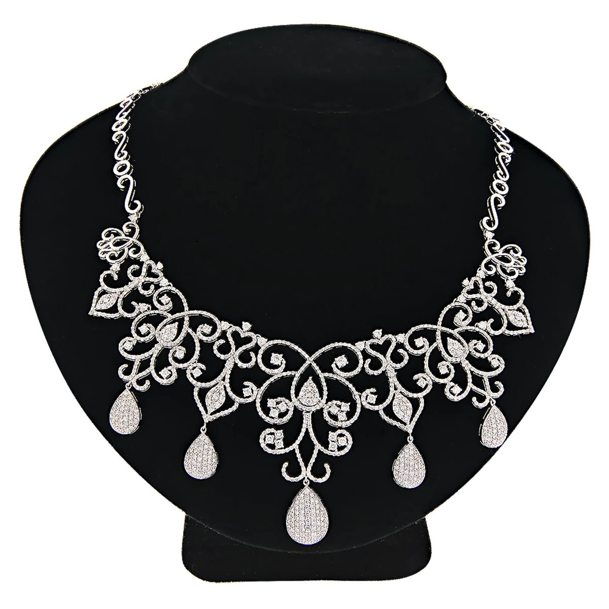 Designer Ladies Diamond Chandelier Necklace By Luccello 18K White Gold 3 Designer Ladies Diamond Chandelier Necklace By Luccello 18K White Gold - Image 3