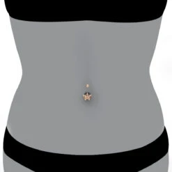 14K Rose Gold Real Diamond Butterfly Belly Ring -Borcely Jewelry Sales diamond body jewelry 14k diamond butterfly belly ring p 6916 bodro