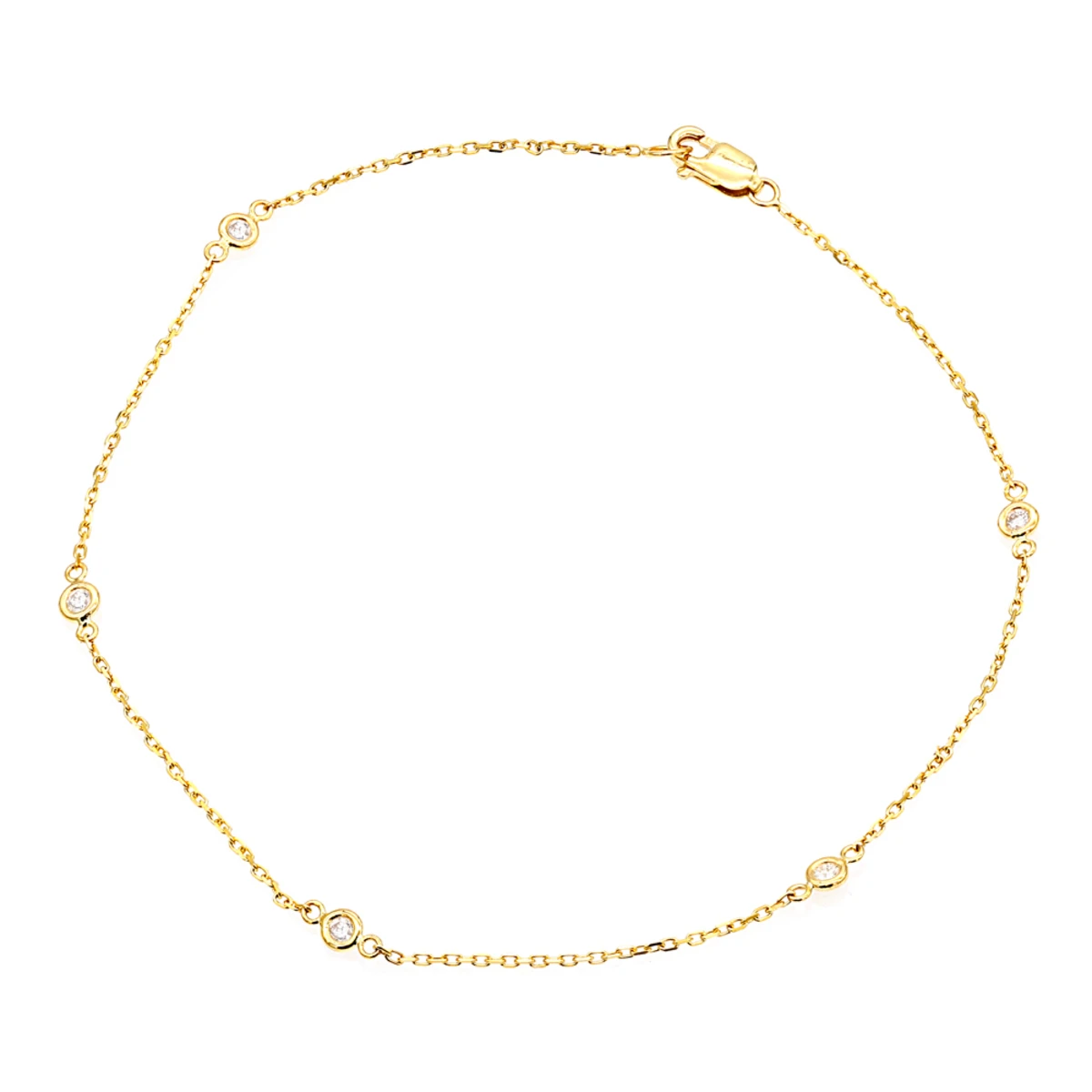 Diamond By The Yard Solid 14K Gold Anklet Bracelet With Diamonds By Luxurman