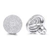 Large Diamond Circle Earrings Studs In Sterling Silver 0.22ct