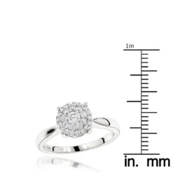 Diamond Cluster Engagement Ring 0.55ct 14K White Gold -Borcely Jewelry Sales diamond cluster engagement ring 055ct 14k p 43883 rulerwh