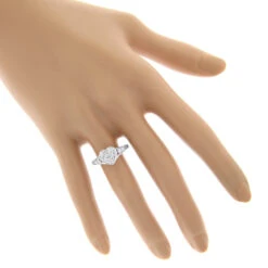 Heart Shaped Diamod Engagement Ring 14K White Gold 1 Carat Cluster Diamonds -Borcely Jewelry Sales diamond cluster heart engagement ring in 14k gold 1ct g h vs si diamonds bodwh