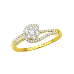 Affordable Engagement Rings 14K Gold Ladies Diamond Cluster Ring 0.61ct -Borcely Jewelry Sales diamond cluster rings 14k ladies diamond ring 061ct p 40453 ye