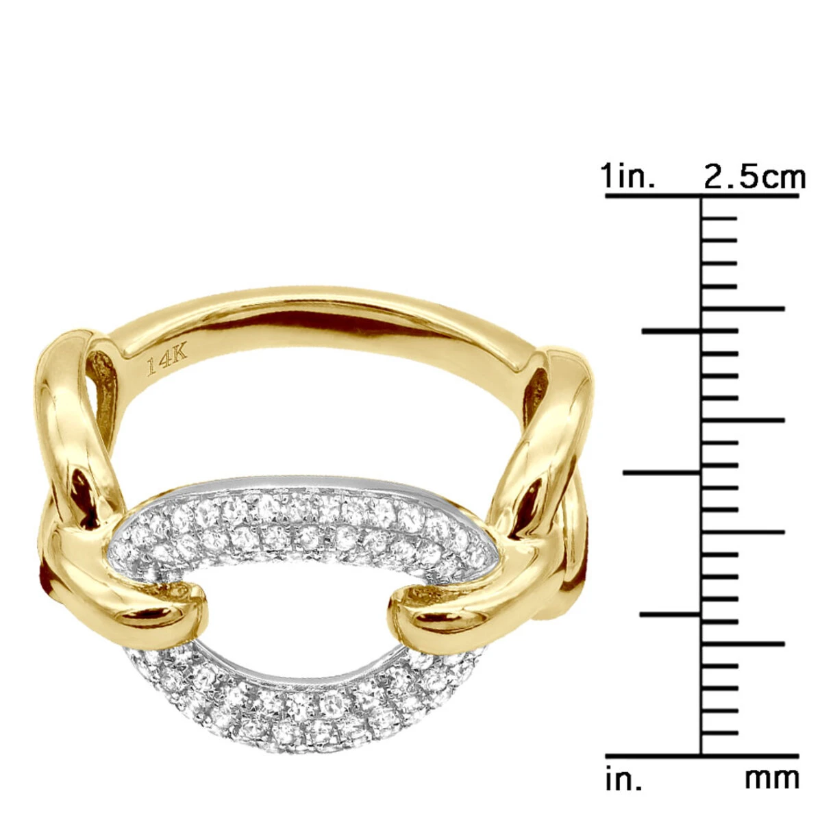 Luxurman 14K Yellow Gold Cuban Link Chain Design Ladies Diamond Cocktail Ring 0.6ct 8 Luxurman 14K Yellow Gold Cuban Link Chain Design Ladies Diamond Cocktail Ring 0.6ct - Image 8