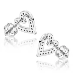 Women's Diamond Heart Earrings 0.29ct 14K White Gold -Borcely Jewelry Sales diamond heart earrings 029ct 14k gold p 44605 backwh