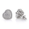 Diamond Heart Earrings Studs: 10K White Gold Pave Diamonds 0.5ct
