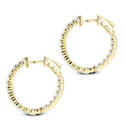 Diamond Hoop Earrings 2.20ct 14K Yellow Gold Inside Out -Borcely Jewelry Sales diamond hoop earrings 220ct 14k inside out p 45375 backye