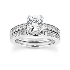 Diamond Platinum Engagement Ring Setting Set 0.43ct