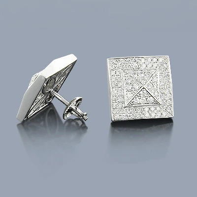 Diamond Pyramid Earrings 14K White Gold 1.40ct 1 Diamond Pyramid Earrings 14K White Gold 1.40ct