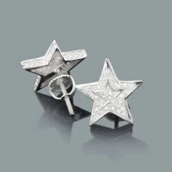 Diamond Star Earrings Studs 0.11ct Sterling Silver