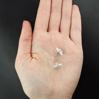 Diamond Star Earrings Studs 0.11ct Sterling Silver 2 Diamond Star Earrings Studs 0.11ct Sterling Silver - Image 2