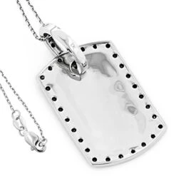 Engravable Small 14K White Gold Black Diamond Dog Tag Pendant .80ct 8 Engravable Small 14K White Gold Black Diamond Dog Tag Pendant .80ct -Borcely Jewelry Sales dog tag jewelry 14k black diamond dog tag pendant 80ct p 7168 backwh