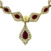 18K Gold Ladies Vintage Ruby & Diamond Necklace