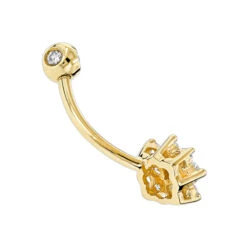 Flower Shaped 14K White Gold Diamond Navel Ring 0.55ct -Borcely Jewelry Sales flower shaped 14k gold diamond navel ring 055ct p 5873 backye