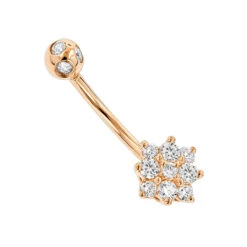 Flower Shaped 14K White Gold Diamond Navel Ring 0.55ct -Borcely Jewelry Sales flower shaped 14k gold diamond navel ring 055ct p 5873 ro