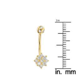 Flower Shaped 14K White Gold Diamond Navel Ring 0.55ct -Borcely Jewelry Sales flower shaped 14k gold diamond navel ring 055ct p 5873 rulerye