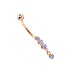 Gemstone Body Jewelry 14K White Gold Dangling Belly Button Ring 0.4ct Tanzanites -Borcely Jewelry Sales gemstone body jewelry 14k gold dangling belly button ring 04ct tanzanites 000966 rose