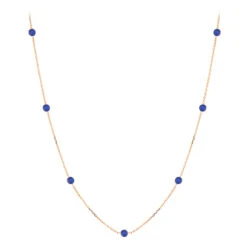 Gemstone By The Yard Necklace 14K Yellow Gold Women's Blue Sapphire Necklace 1.75ct -Borcely Jewelry Sales gemstone by the yard necklace 14k gold womens blue sapphire necklace 175ct ro