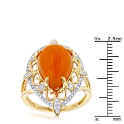14K Yellow Gold Orange Aventurine Diamond Ring 5ct -Borcely Jewelry Sales gemstone jewelry orange aventurine diamond ring 5ct 14k rulerye