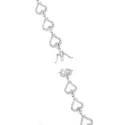 Gold Diamond Heart Bracelet 14K White Gold 3.26ct