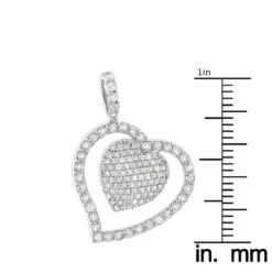 14K White Gold Designer Diamond Heart Pendant 0.9ct -Borcely Jewelry Sales heart jewelry 14k designer diamond heart pendant 117ct p 6473 rulerwh