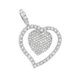 14K White Gold Designer Diamond Heart Pendant 0.9ct