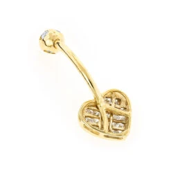 Heart Shaped 14K Yellow Gold Diamond Belly Button Ring 0.66ct 8 Heart Shaped 14K Yellow Gold Diamond Belly Button Ring 0.66ct -Borcely Jewelry Sales heart shaped 14k gold diamond belly button ring 066ct p 5865 backye