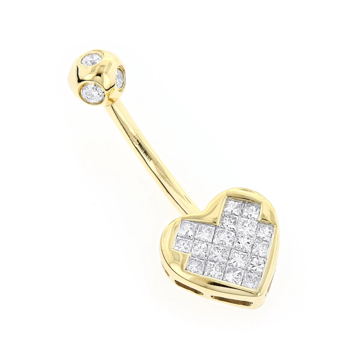 Heart Shaped 14K Yellow Gold Diamond Belly Button Ring 0.66ct 1 Heart Shaped 14K Yellow Gold Diamond Belly Button Ring 0.66ct