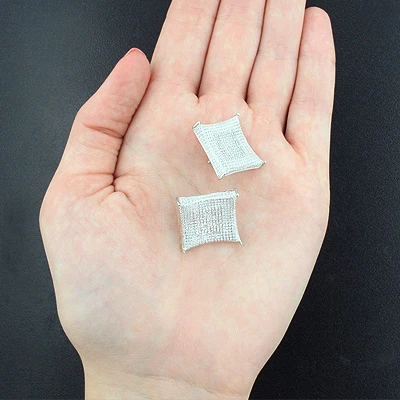 Hip Hop Large Diamond Stud Earrings 0.45ct Silver 2 Hip Hop Large Diamond Stud Earrings 0.45ct Silver - Image 2