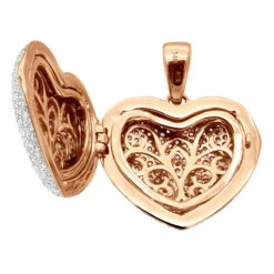 Iced Out Ladies Big Pave Diamond Heart Locket Pendant W Picture 14K Yellow Gold -Borcely Jewelry Sales iced out ladies big pave diamond heart locket pendant w picture solid 14k gold 100495 box rose