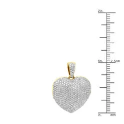 Iced Out Ladies Big Pave Diamond Heart Locket Pendant W Picture 14K Yellow Gold -Borcely Jewelry Sales iced out ladies big pave diamond heart locket pendant w picture solid 14k gold 100495 ruler yellow