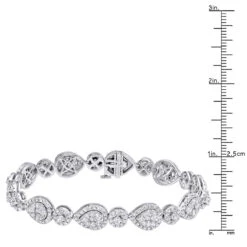 In Line 14K White Gold Unique Round Diamond Drop Bracelet For Women 7 Carat -Borcely Jewelry Sales in line 14k gold unique round diamond drop bracelet for women 7 carat rulerwh