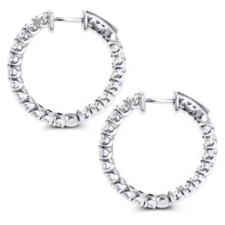 1 Inch Inside Out Classic Diamond Hoop Earrings 2.75ct 14K White Gold G-H VS-SI -Borcely Jewelry Sales inside out classic diamond hoop earrings 315ct 14k gold backwh