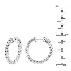 1 Inch Inside Out Classic Diamond Hoop Earrings 2.75ct 14K White Gold G-H VS-SI -Borcely Jewelry Sales inside out classic diamond hoop earrings 315ct 14k gold rulerwh
