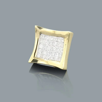 Invisible Set Princess Cut Diamond Earring 0.63ct 14K Yellow Gold 1 Invisible Set Princess Cut Diamond Earring 0.63ct 14K Yellow Gold