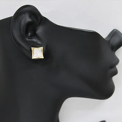 Invisible Set Princess Cut Diamond Earring 0.63ct 14K Yellow Gold 3 Invisible Set Princess Cut Diamond Earring 0.63ct 14K Yellow Gold - Image 3