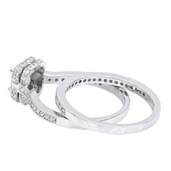 14K White Gold 1.5 Carat Cushion Cut Diamond Engagement Ring & Band Bridal Set -Borcely Jewelry Sales jewelry 14k gold 15 carat cushion cut diamond engagement ring band bridal set 000730 backwh