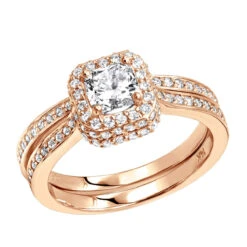 14K White Gold 1.5 Carat Cushion Cut Diamond Engagement Ring & Band Bridal Set -Borcely Jewelry Sales jewelry 14k gold 15 carat cushion cut diamond engagement ring band bridal set 000730 ro