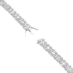 14K White Gold Baguette And Round Diamond Tennis Bracelet For Men & Women 14CT -Borcely Jewelry Sales jewelry 14k gold baguette and round diamond tennis bracelet for men women 14ct backwh