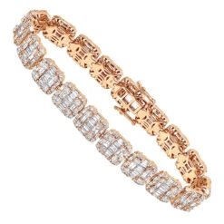 14K White Gold Baguette And Round Diamond Tennis Bracelet For Men & Women 14CT -Borcely Jewelry Sales jewelry 14k gold baguette and round diamond tennis bracelet for men women 14ct ro