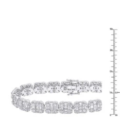 14K White Gold Baguette And Round Diamond Tennis Bracelet For Men & Women 14CT -Borcely Jewelry Sales jewelry 14k gold baguette and round diamond tennis bracelet for men women 14ct rulerwh