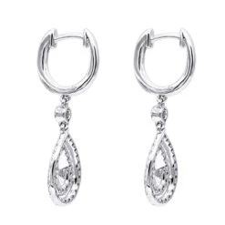 14K White Gold Diamond Dangle Drop Earrings For Women By Luxurman 1.2ct -Borcely Jewelry Sales jewelry 14k gold diamond dangle drop earrings for women by luxurman 12ct backwh