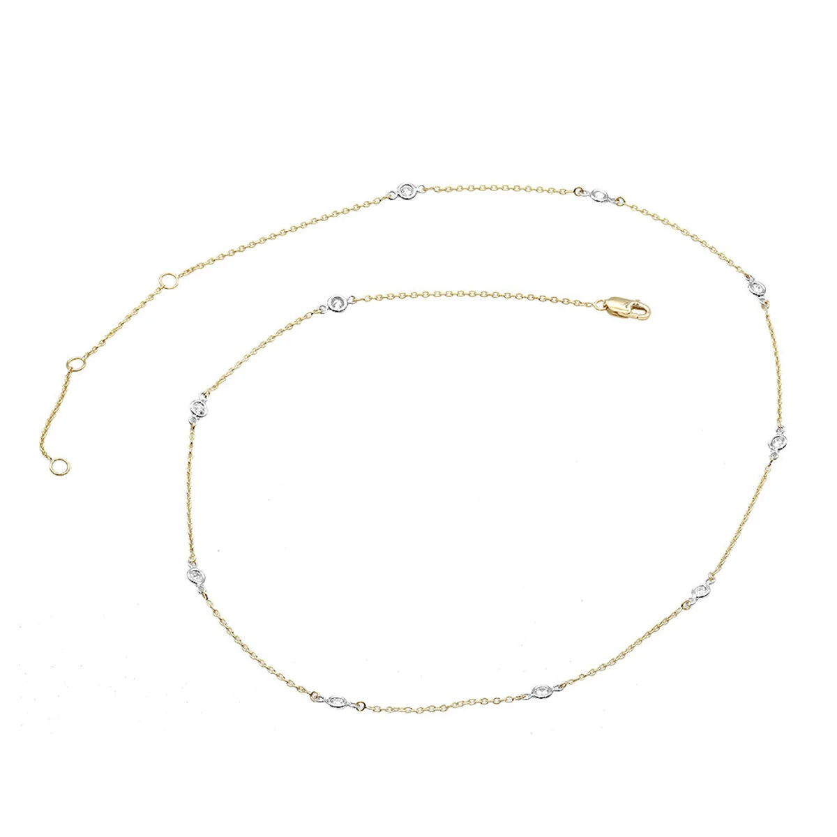 14K Yellow Gold Diamonds By The Yard Station Necklace For Women 0.5 Adjustable 5 14K Yellow Gold Diamonds By The Yard Station Necklace For Women 0.5 Adjustable - Image 5