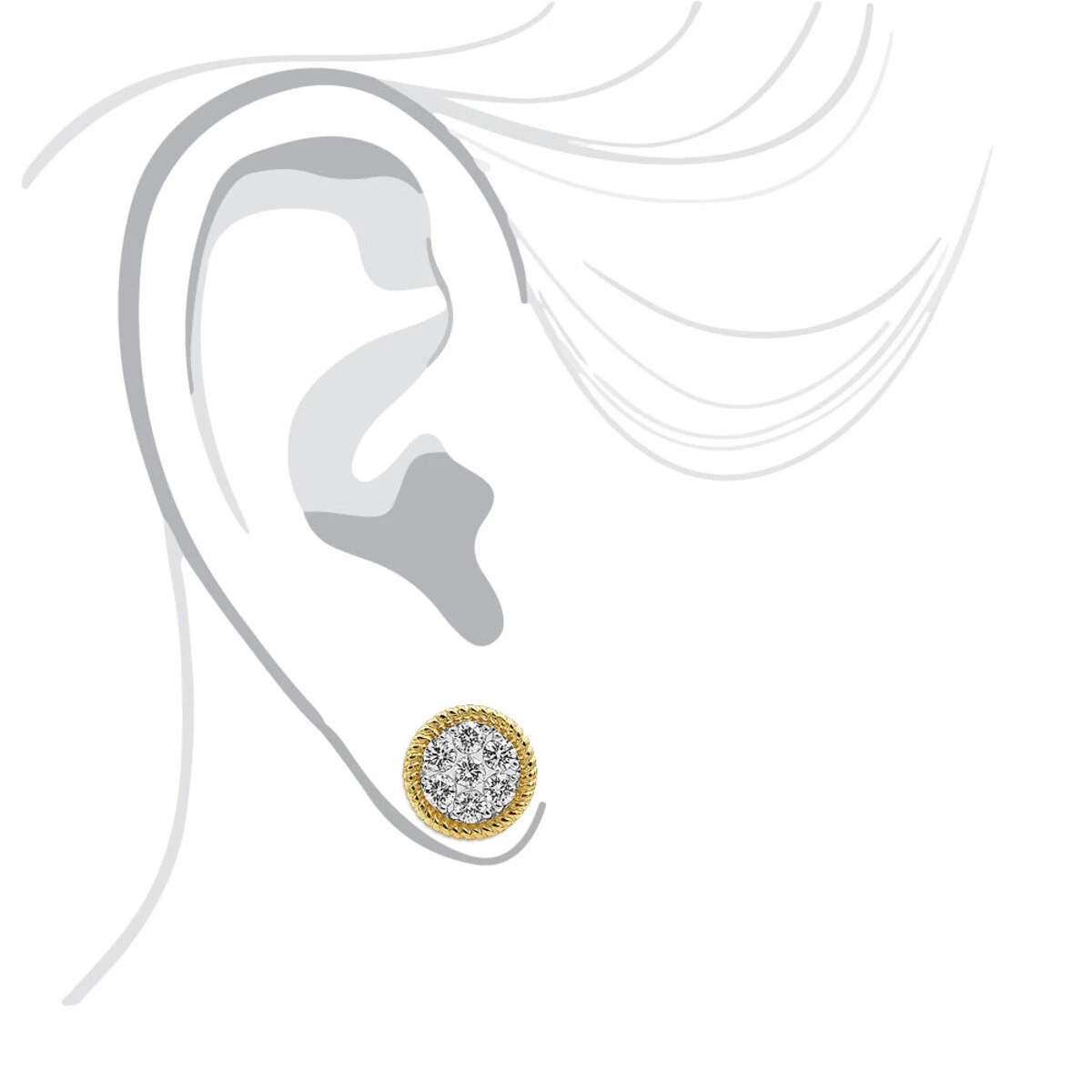 14K Yellow Gold Large Diamond Cluster Earrings Studs For Men & Women 5 Carat Look 7 14K Yellow Gold Large Diamond Cluster Earrings Studs For Men & Women 5 Carat Look - Image 7