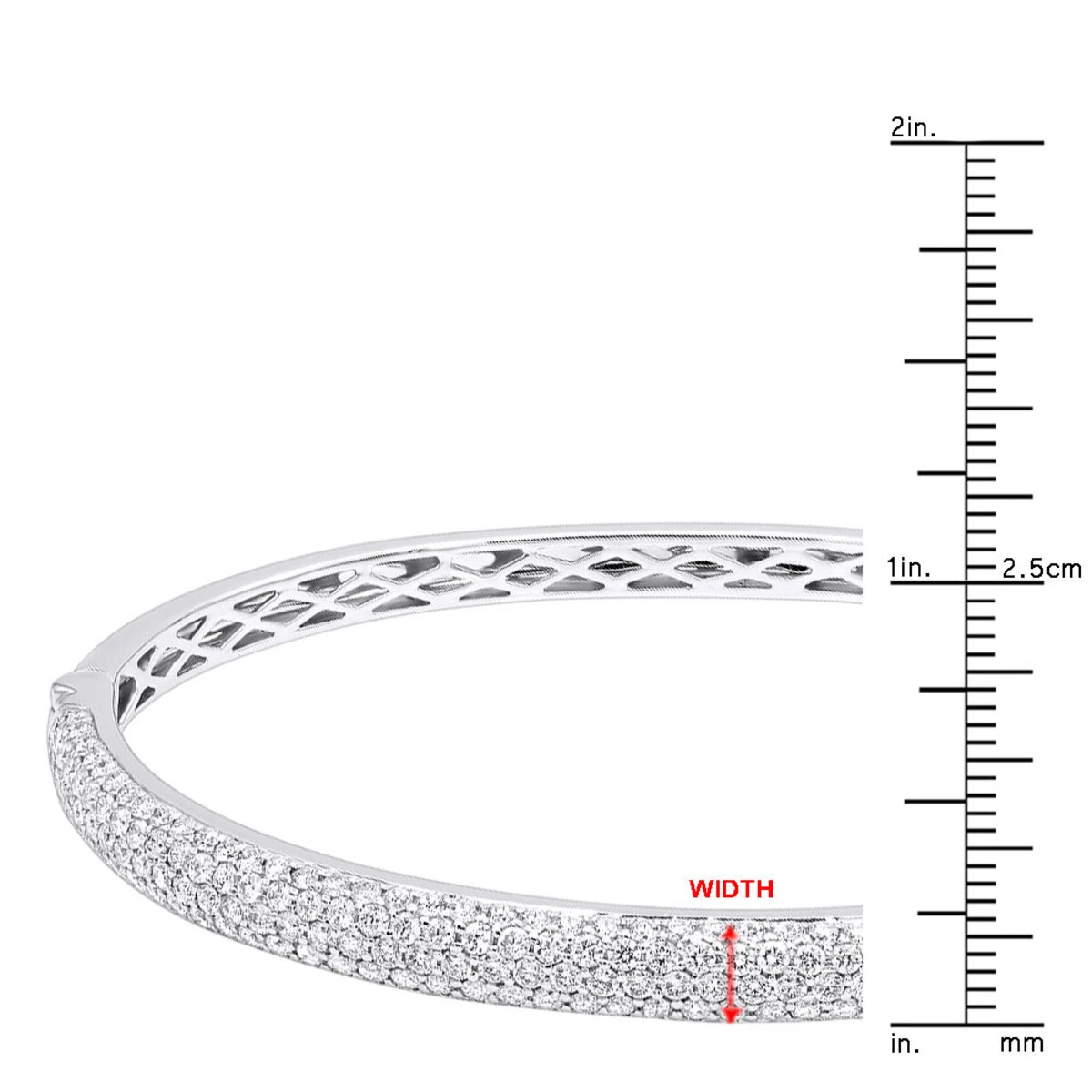 14K White Gold Pave Diamond Bangle Bracelet For Women 4.75ct By LUXURMAN 10 14K White Gold Pave Diamond Bangle Bracelet For Women 4.75ct By LUXURMAN - Image 10