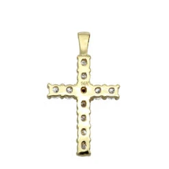 14K Yellow Gold Sapphire And Diamond Ladies Cross Pendant 1.32ct By Luxurman -Borcely Jewelry Sales jewelry 14k gold sapphire and diamond ladies cross pendant 132ct by luxurman 001236 backye
