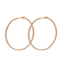 2.5 Inch Inside Out Diamond Hoop Earrings For Women 5 Carat VS Diamonds 14K Yellow Gold -Borcely Jewelry Sales jewelry 25 inch inside out diamond hoop earrings for women 5 carat vs diamonds 14k gold 001285 backro