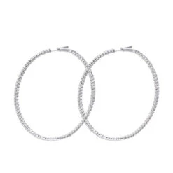2.5 Inch Inside Out Diamond Hoop Earrings For Women 5 Carat VS Diamonds 14K Yellow Gold -Borcely Jewelry Sales jewelry 25 inch inside out diamond hoop earrings for women 5 carat vs diamonds 14k gold 001285 backwh 1