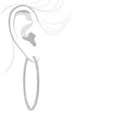 2.5 Inch Inside Out Diamond Hoop Earrings For Women 5 Carat VS Diamonds 14K Yellow Gold -Borcely Jewelry Sales jewelry 25 inch inside out diamond hoop earrings for women 5 carat vs diamonds 14k gold 001285 bodwh